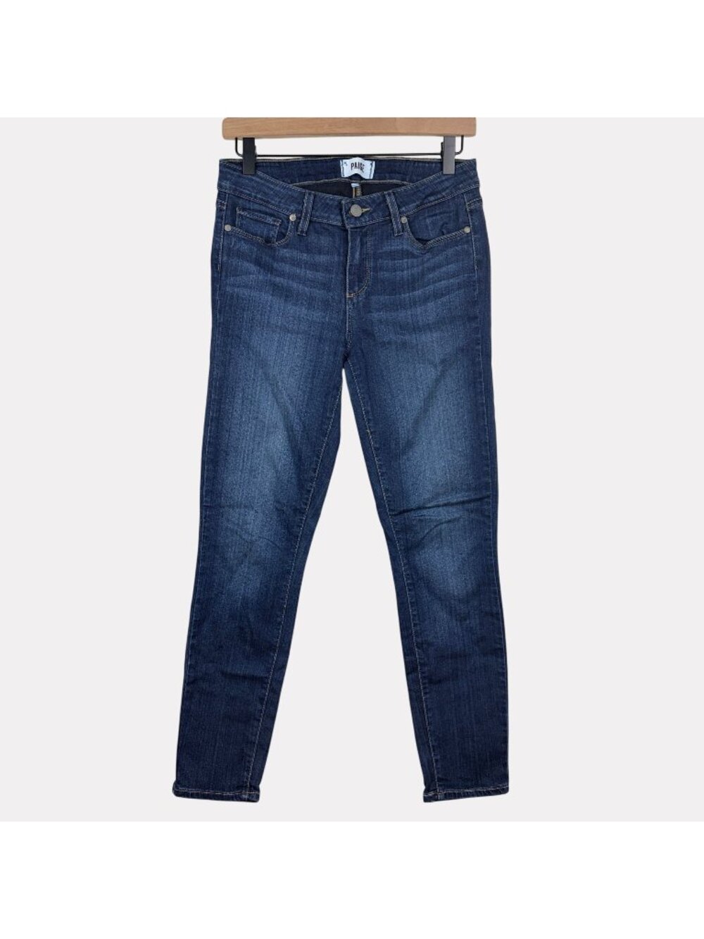 Paige Verdugo Ankle Skinny Jeans Womens 29 Blue Zip Fly Button Closure Stretch